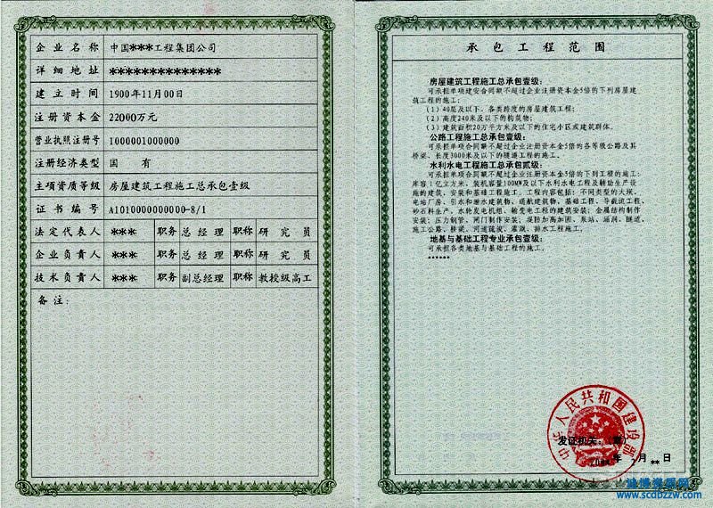 施工總承包企業資質標準是什么